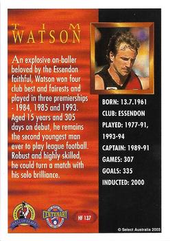 2003 Select XL AFL - Hall of Fame Series 2 #HF137 Tim Watson Back